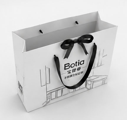 Custom Oversized Ribbon Handheld Bag | 450×320×250mm High-end Gift Shopping Bag